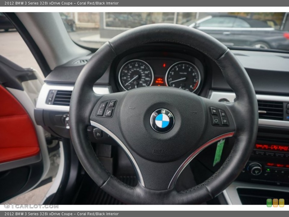 Coral Red/Black Interior Steering Wheel for the 2012 BMW 3 Series 328i xDrive Coupe #103392059
