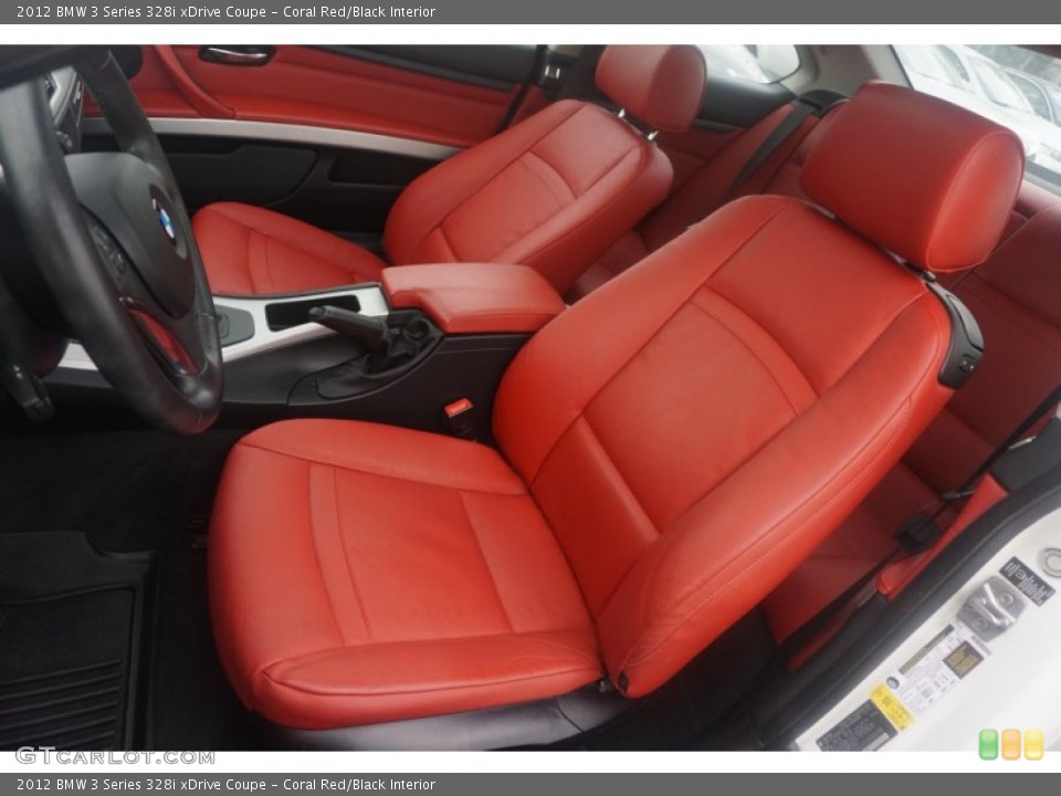 Coral Red/Black Interior Front Seat for the 2012 BMW 3 Series 328i xDrive Coupe #103392093