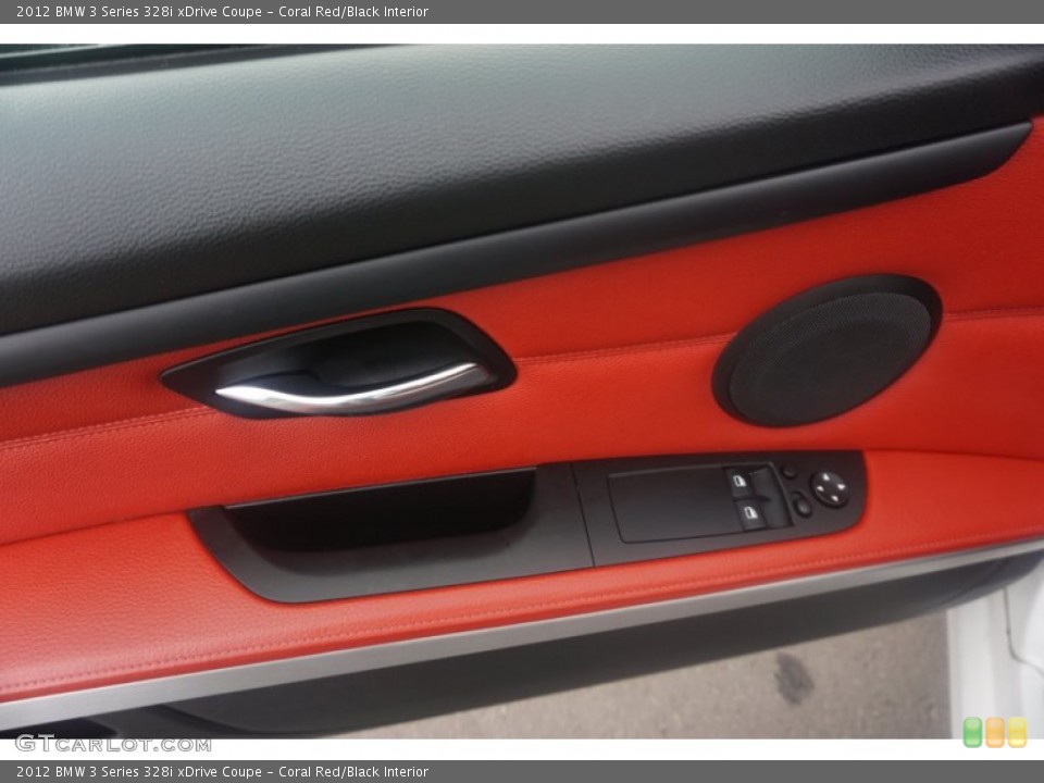 Coral Red/Black Interior Door Panel for the 2012 BMW 3 Series 328i xDrive Coupe #103392174