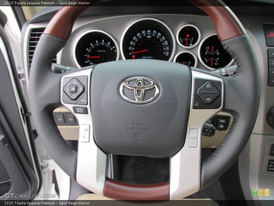 Sand Beige Interior Steering Wheel for the 2015 Toyota Sequoia Platinum #103430599