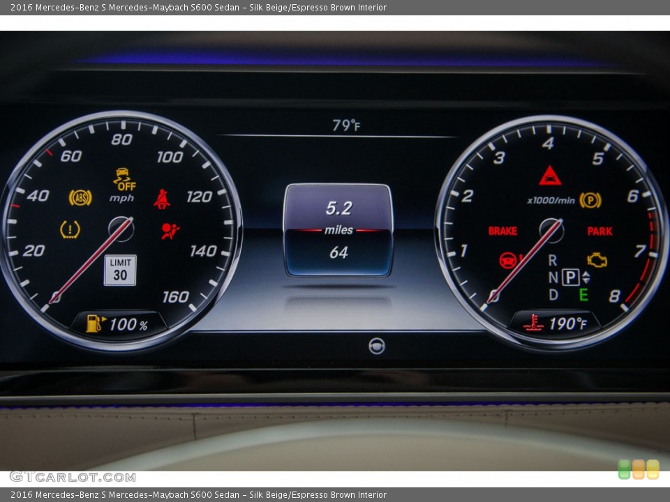 Silk Beige/Espresso Brown Interior Gauges for the 2016 Mercedes-Benz S Mercedes-Maybach S600 Sedan #103555980