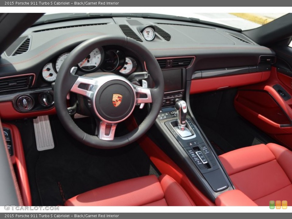 Black/Garnet Red Interior Photo for the 2015 Porsche 911 Turbo S Cabriolet #103638533
