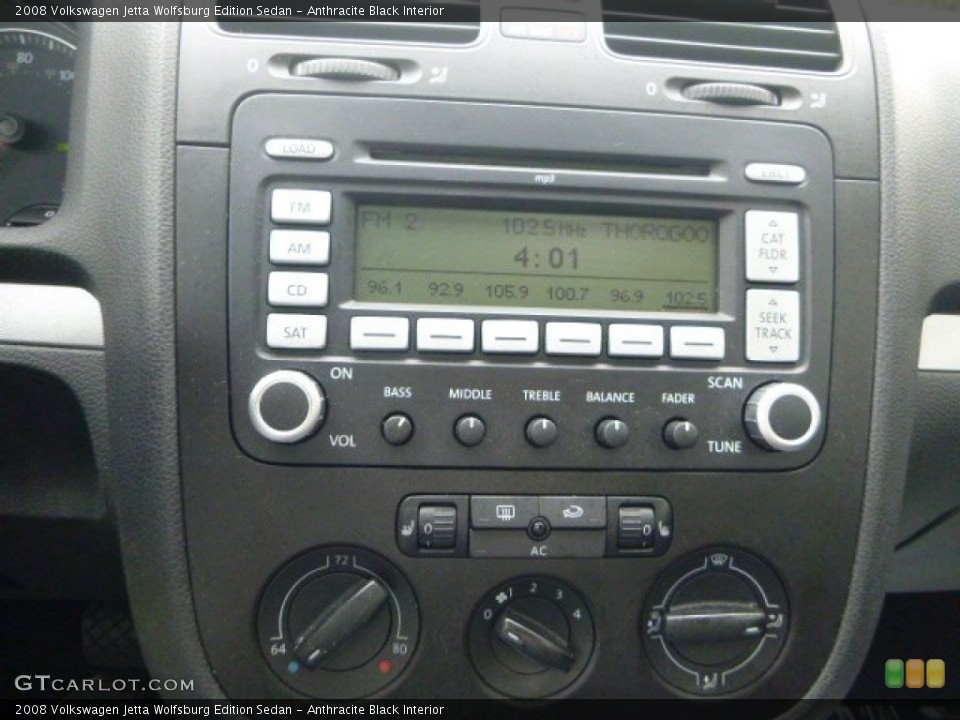 Anthracite Black Interior Controls for the 2008 Volkswagen Jetta Wolfsburg Edition Sedan #103681923