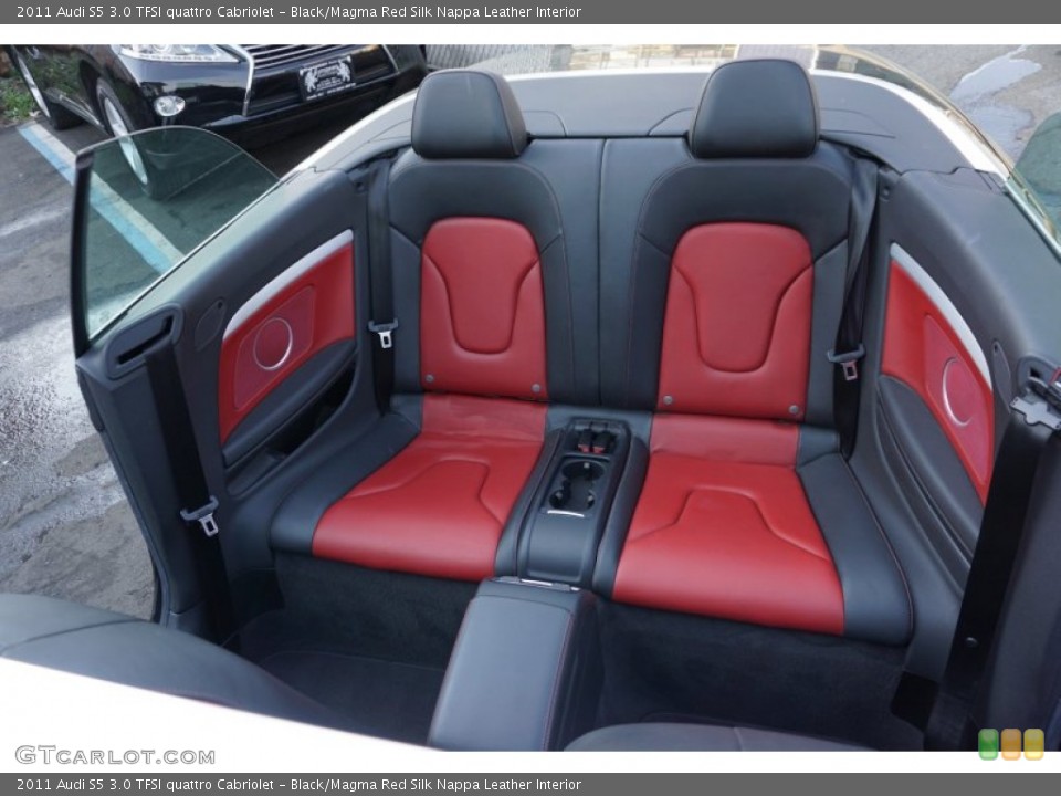 Black/Magma Red Silk Nappa Leather Interior Rear Seat for the 2011 Audi S5 3.0 TFSI quattro Cabriolet #103703610