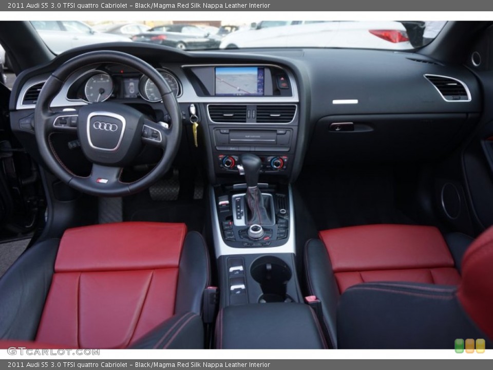 Black/Magma Red Silk Nappa Leather Interior Dashboard for the 2011 Audi S5 3.0 TFSI quattro Cabriolet #103704060