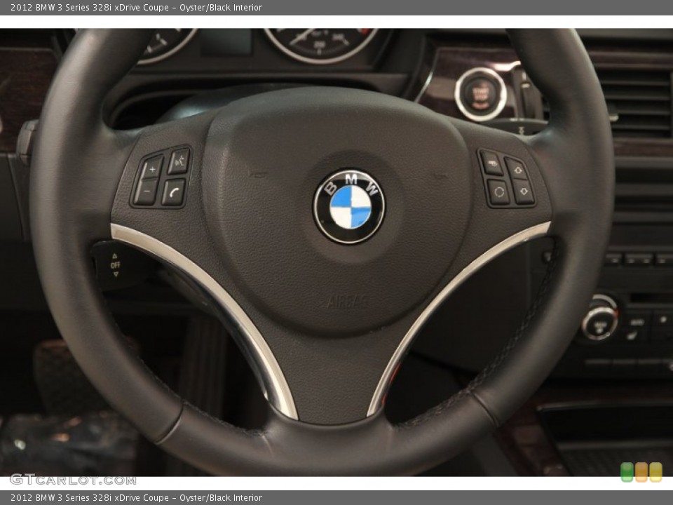 Oyster/Black Interior Steering Wheel for the 2012 BMW 3 Series 328i xDrive Coupe #103867213