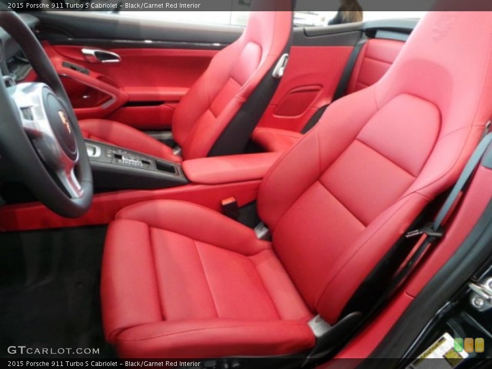 Black/Garnet Red Interior Front Seat for the 2015 Porsche 911 Turbo S Cabriolet #103879927