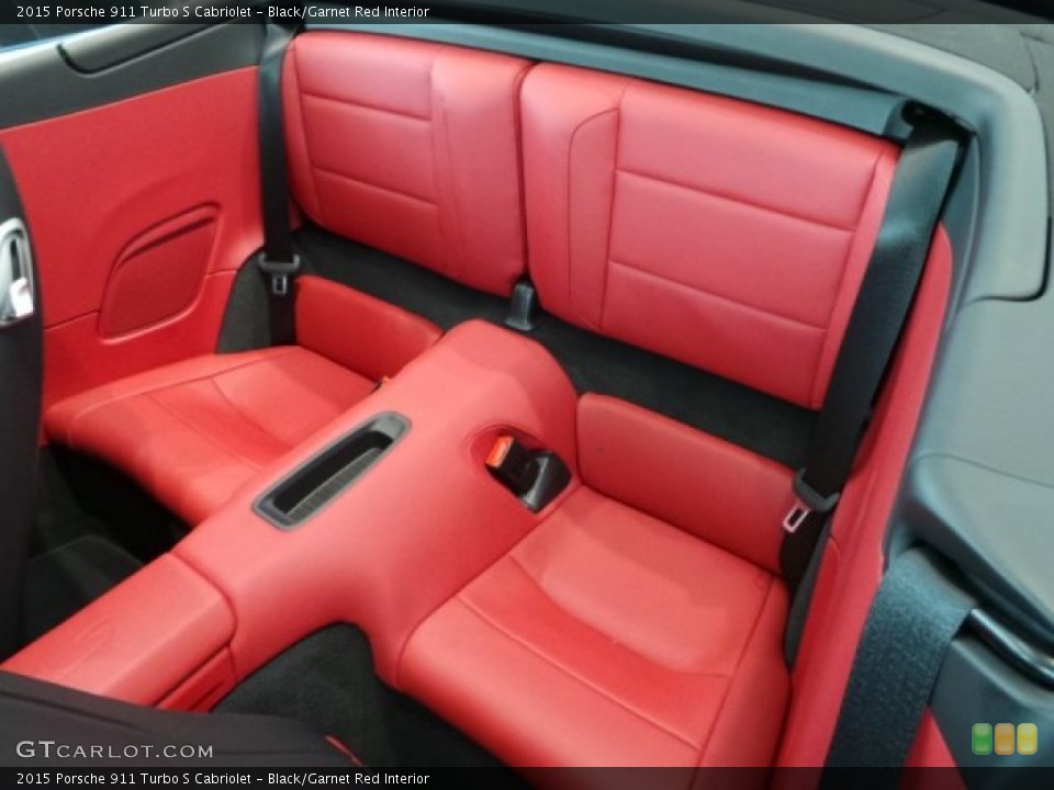 Black/Garnet Red Interior Rear Seat for the 2015 Porsche 911 Turbo S Cabriolet #103880127