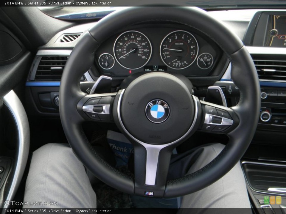 Oyster/Black Interior Steering Wheel for the 2014 BMW 3 Series 335i xDrive Sedan #103914377