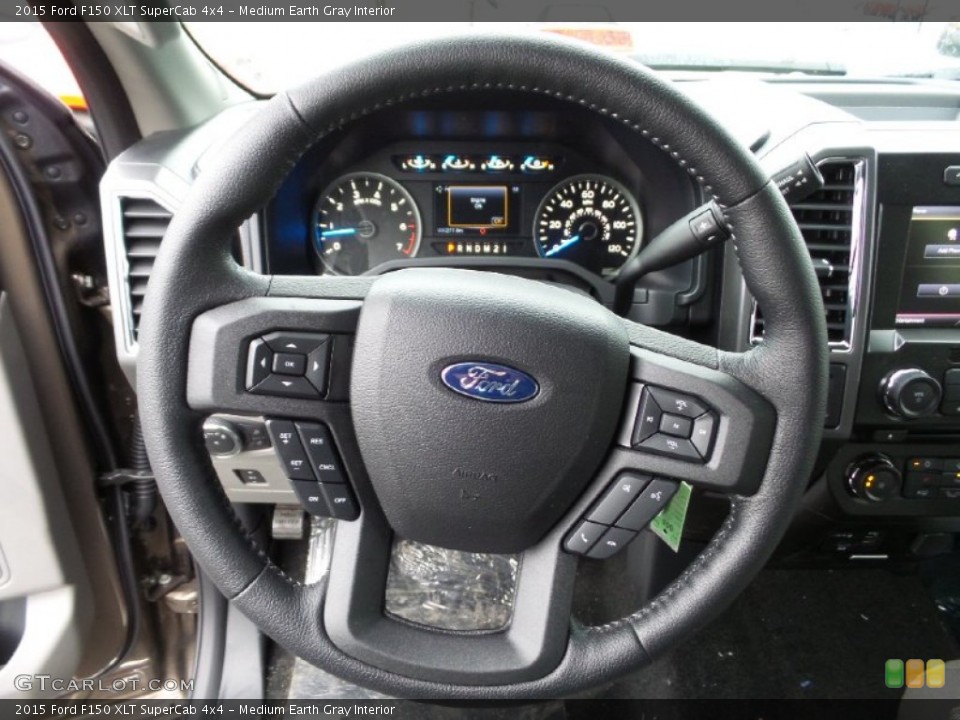 Medium Earth Gray Interior Steering Wheel for the 2015 Ford F150 XLT SuperCab 4x4 #103965702