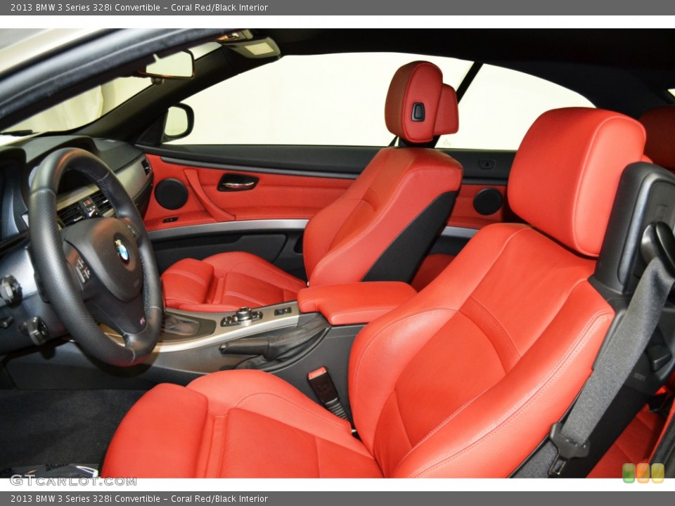 Coral Red/Black Interior Front Seat for the 2013 BMW 3 Series 328i Convertible #104100919