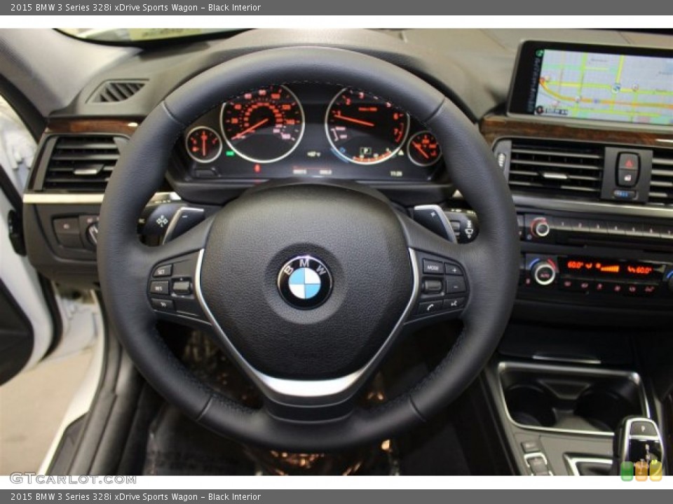 Black Interior Steering Wheel for the 2015 BMW 3 Series 328i xDrive Sports Wagon #104132665