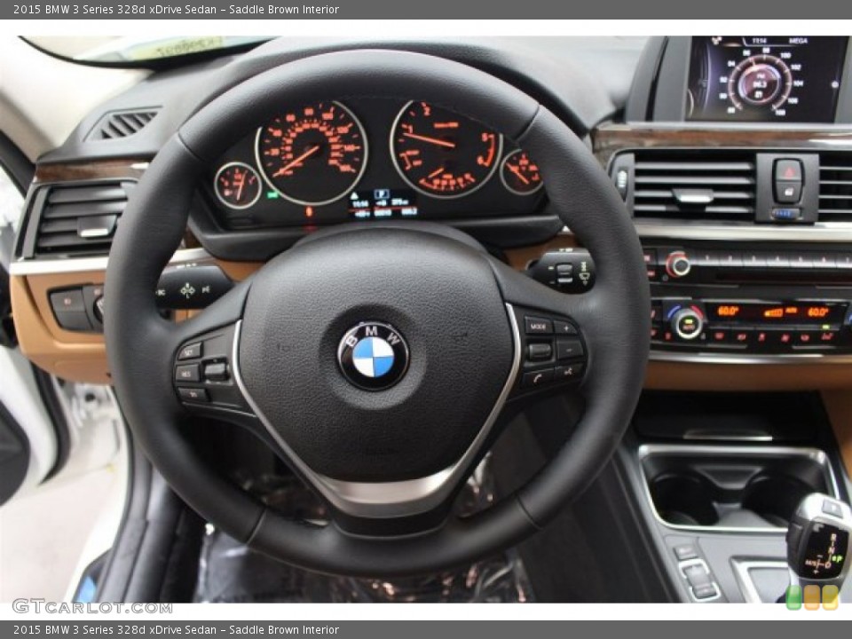 Saddle Brown Interior Steering Wheel for the 2015 BMW 3 Series 328d xDrive Sedan #104132998
