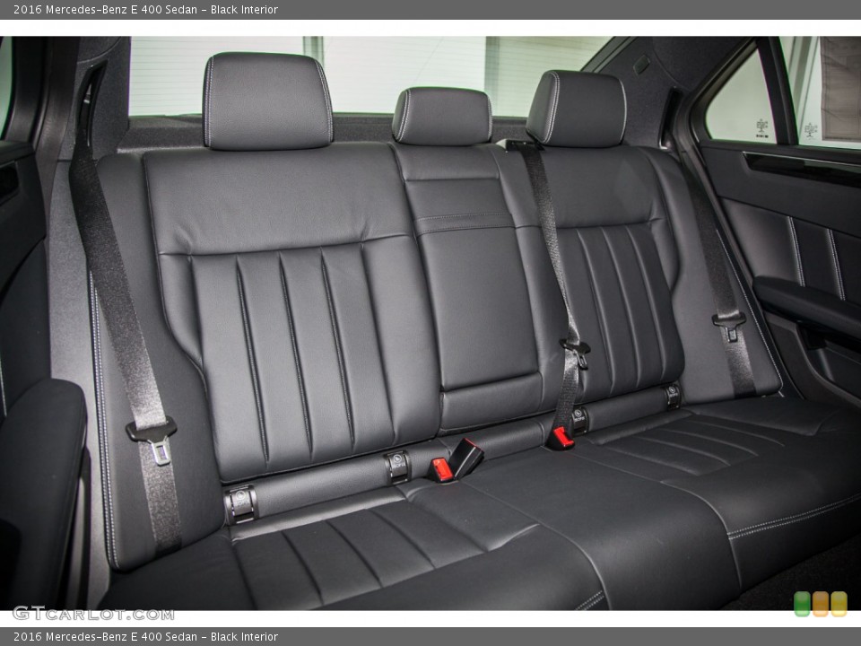 Black Interior Rear Seat for the 2016 Mercedes-Benz E 400 Sedan #104338406