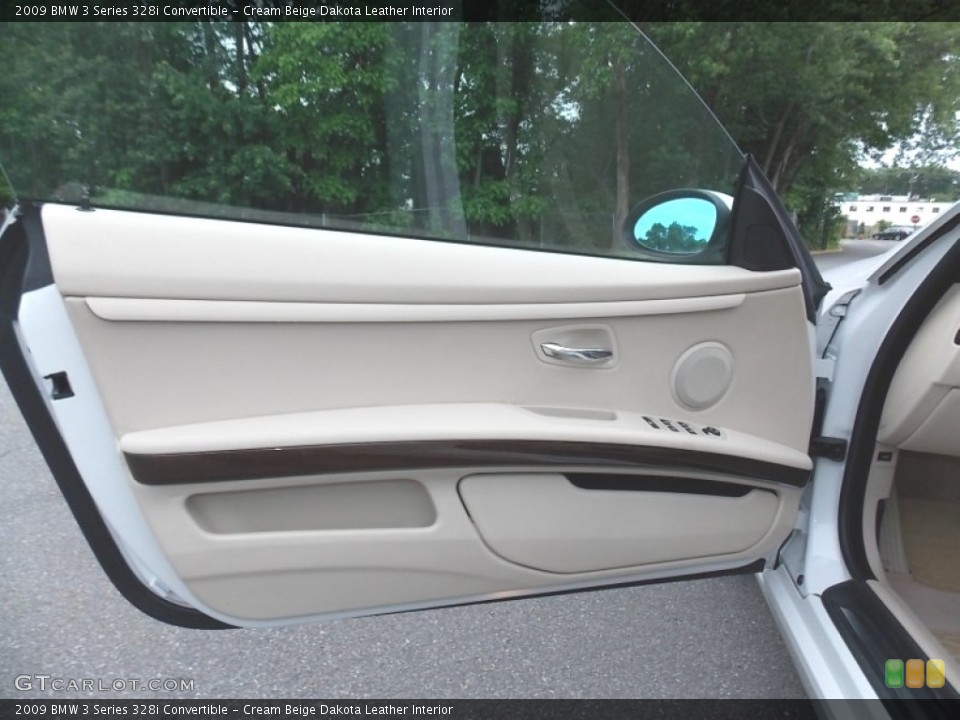 Cream Beige Dakota Leather Interior Door Panel for the 2009 BMW 3 Series 328i Convertible #104540869