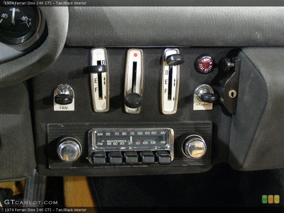 Tan/Black Interior Controls for the 1974 Ferrari Dino 246 GTS #104616