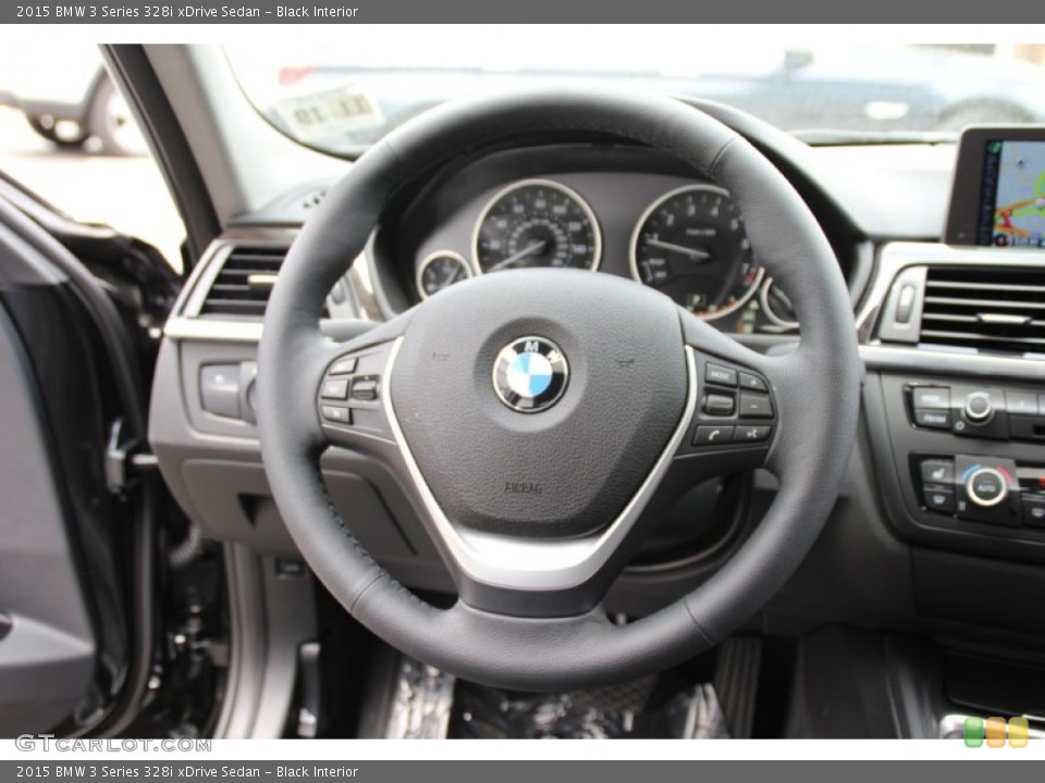 Black Interior Steering Wheel for the 2015 BMW 3 Series 328i xDrive Sedan #104669374