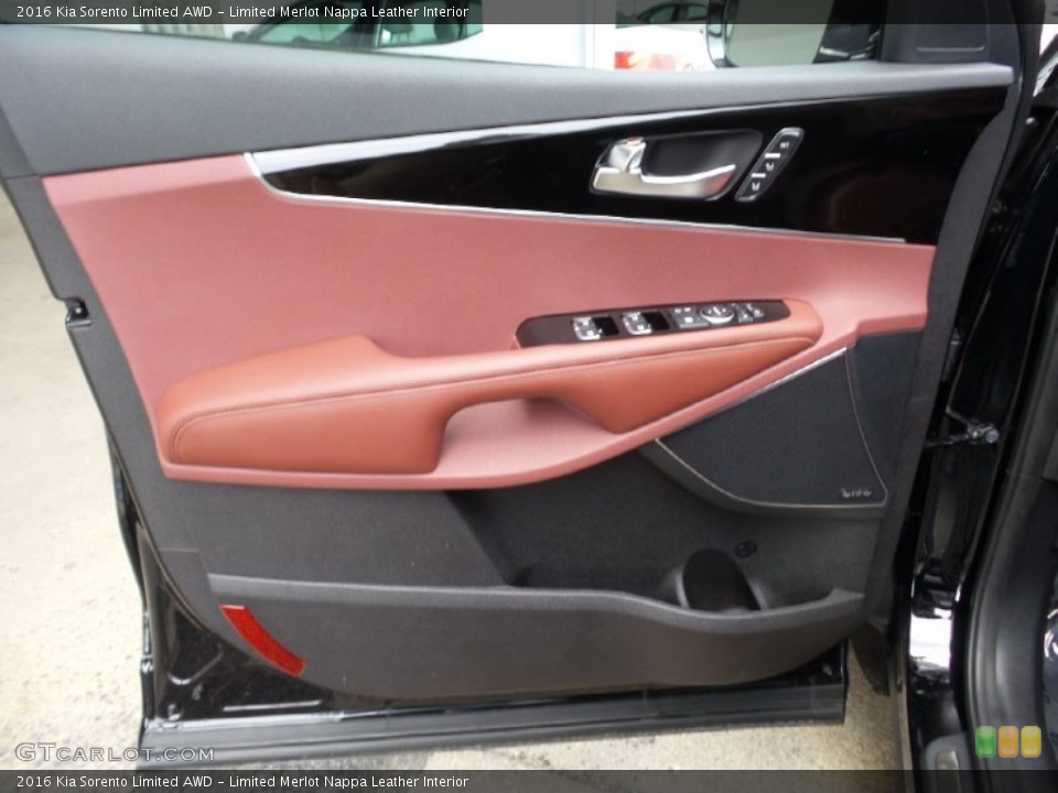 Limited Merlot Nappa Leather Interior Door Panel for the 2016 Kia Sorento Limited AWD #104741696