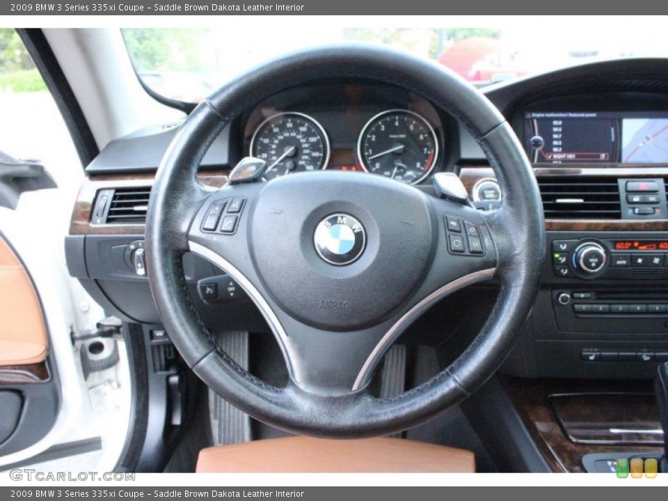 Saddle Brown Dakota Leather Interior Steering Wheel for the 2009 BMW 3 Series 335xi Coupe #104769646