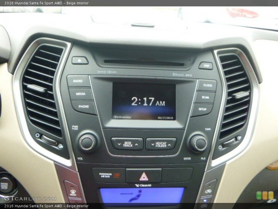 Beige Interior Controls for the 2016 Hyundai Santa Fe Sport AWD #104852351