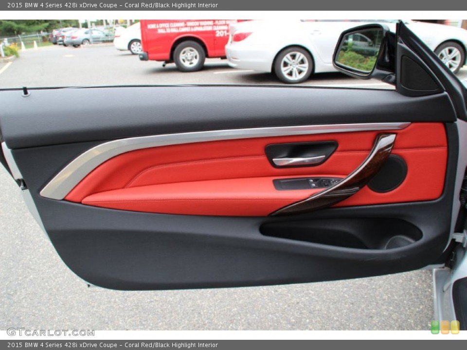 Coral Red/Black Highlight Interior Door Panel for the 2015 BMW 4 Series 428i xDrive Coupe #104872304