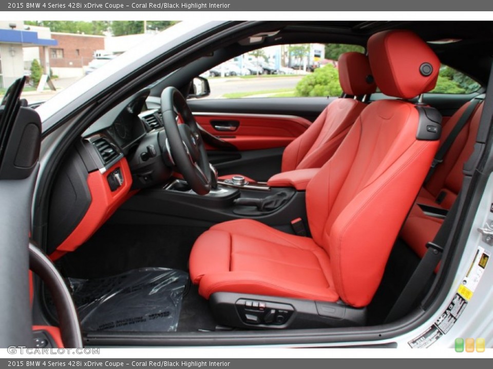 Coral Red/Black Highlight Interior Front Seat for the 2015 BMW 4 Series 428i xDrive Coupe #104872371