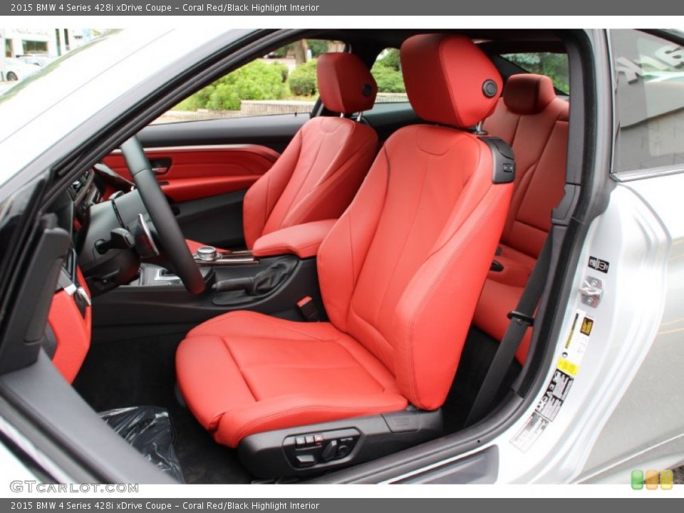 Coral Red/Black Highlight Interior Front Seat for the 2015 BMW 4 Series 428i xDrive Coupe #104872421