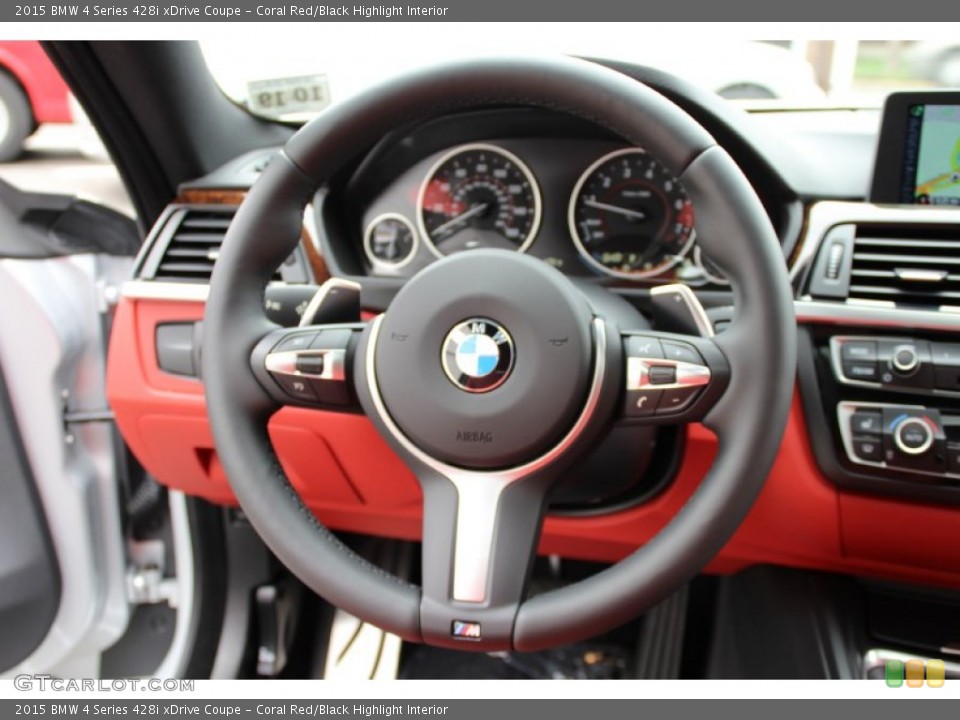 Coral Red/Black Highlight Interior Steering Wheel for the 2015 BMW 4 Series 428i xDrive Coupe #104872547