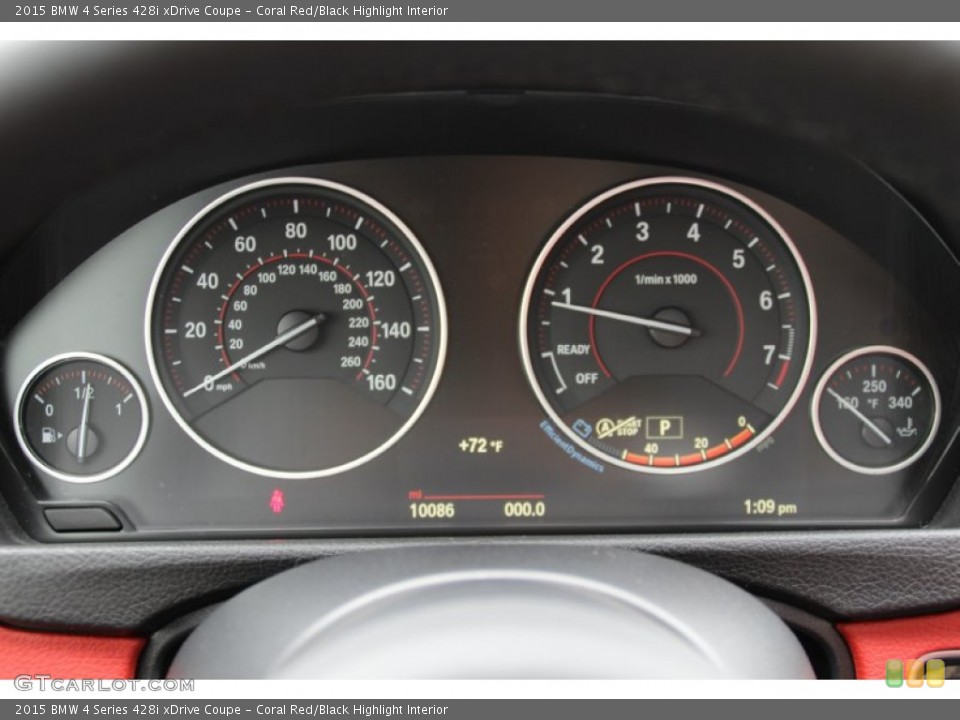 Coral Red/Black Highlight Interior Gauges for the 2015 BMW 4 Series 428i xDrive Coupe #104872604