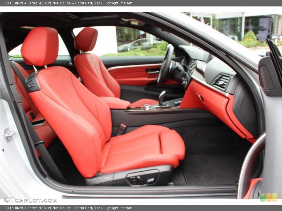 Coral Red/Black Highlight Interior Front Seat for the 2015 BMW 4 Series 428i xDrive Coupe #104872715