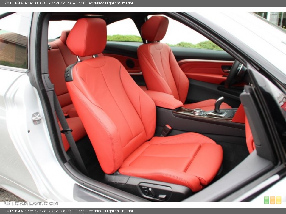 Coral Red/Black Highlight Interior Front Seat for the 2015 BMW 4 Series 428i xDrive Coupe #104872733