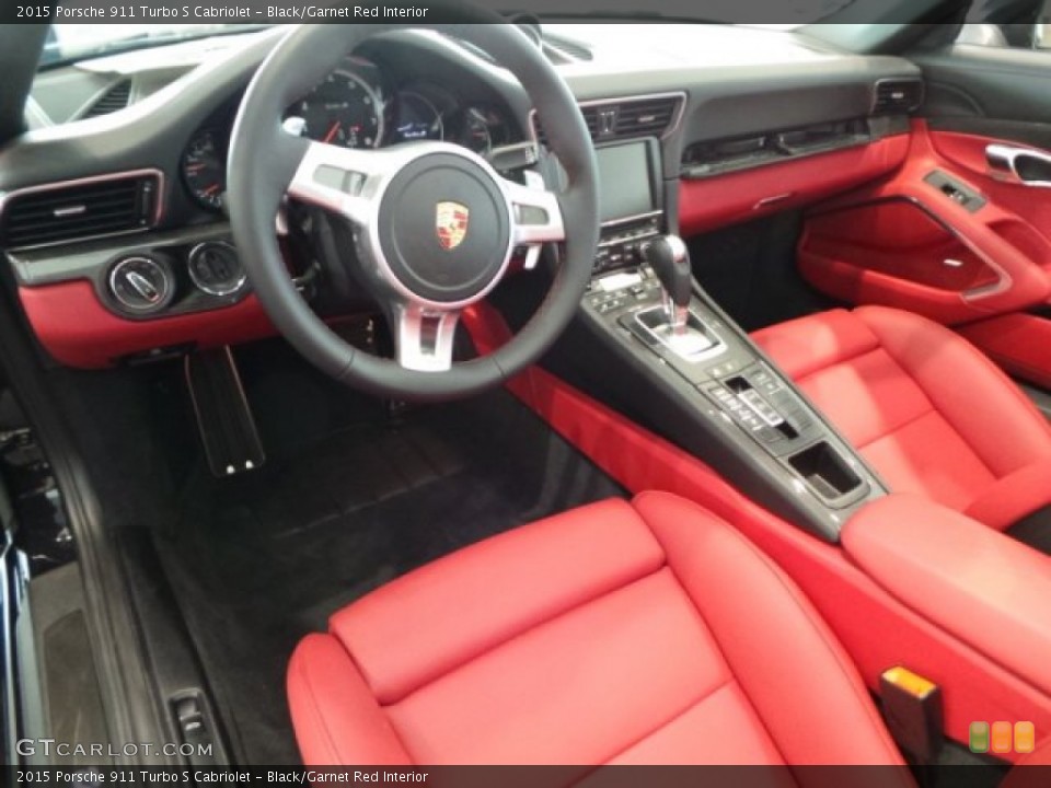 Black/Garnet Red Interior Prime Interior for the 2015 Porsche 911 Turbo S Cabriolet #105198380