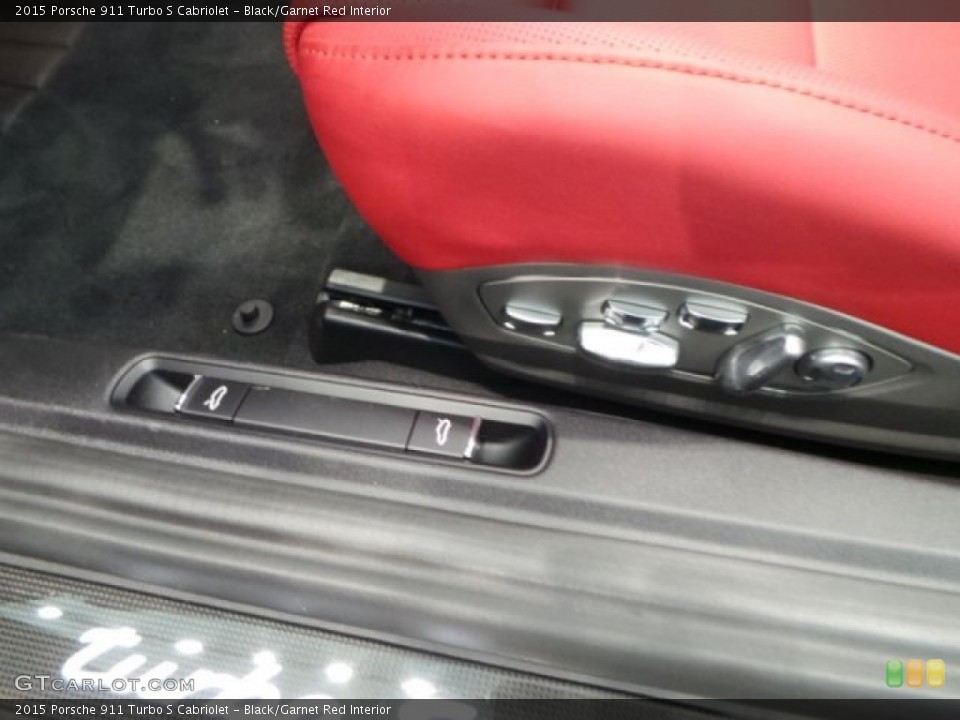 Black/Garnet Red Interior Controls for the 2015 Porsche 911 Turbo S Cabriolet #105198422