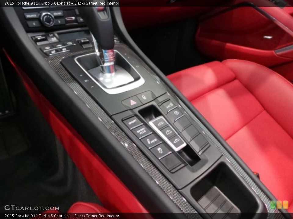 Black/Garnet Red Interior Controls for the 2015 Porsche 911 Turbo S Cabriolet #105198467