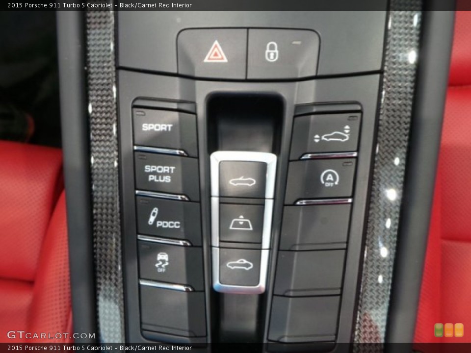 Black/Garnet Red Interior Controls for the 2015 Porsche 911 Turbo S Cabriolet #105198567