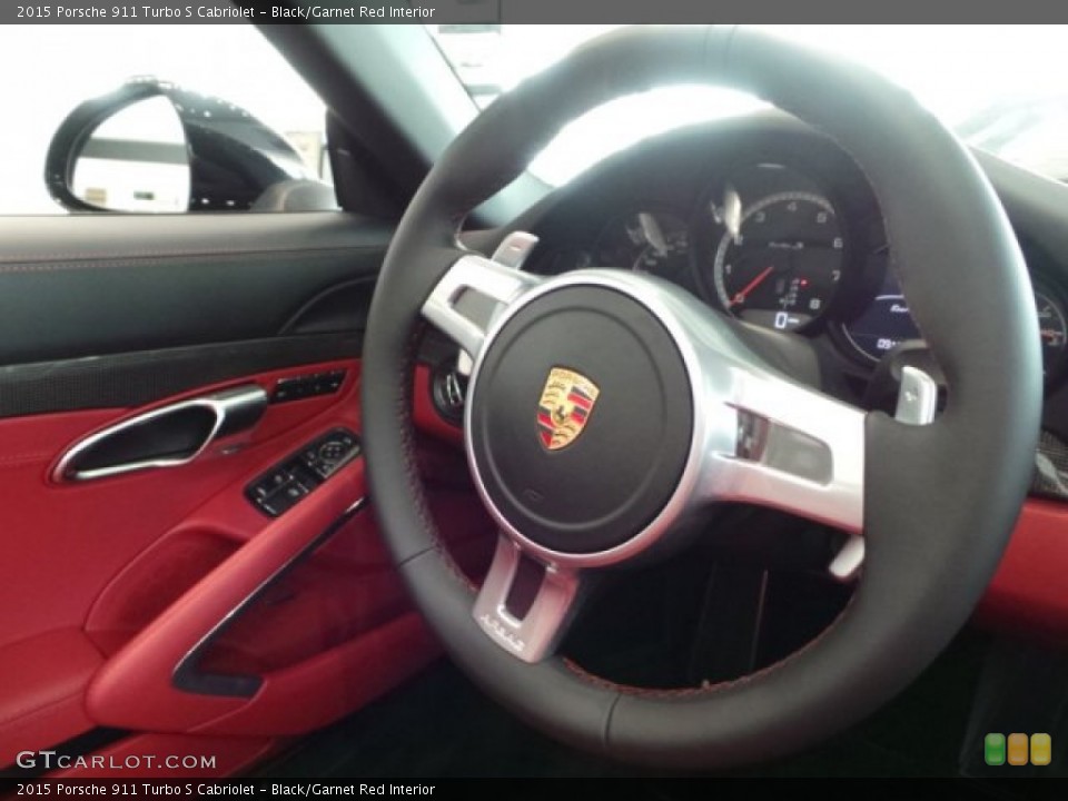 Black/Garnet Red Interior Steering Wheel for the 2015 Porsche 911 Turbo S Cabriolet #105198650
