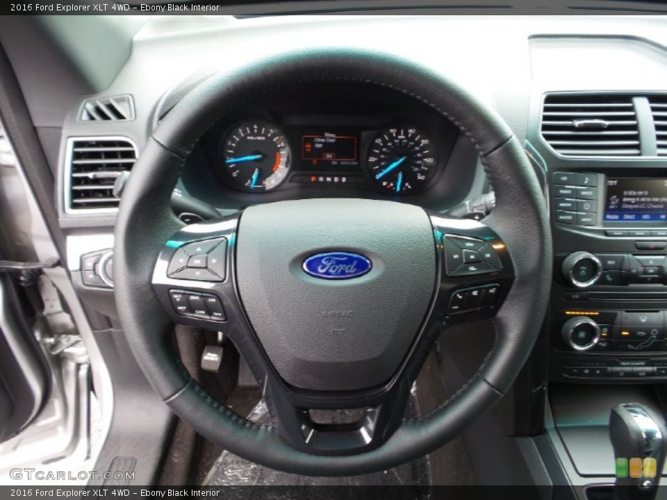 Ebony Black Interior Steering Wheel for the 2016 Ford Explorer XLT 4WD #105231302
