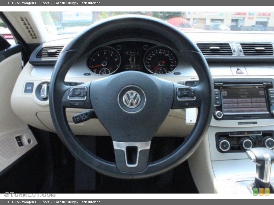 Cornsilk Beige/Black Interior Steering Wheel for the 2011 Volkswagen CC Sport #105245264