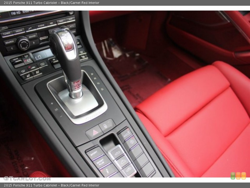 Black/Garnet Red Interior Controls for the 2015 Porsche 911 Turbo Cabriolet #105313856
