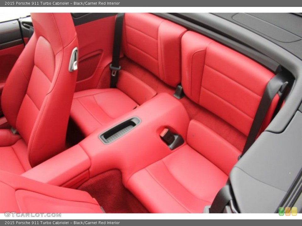 Black/Garnet Red Interior Rear Seat for the 2015 Porsche 911 Turbo Cabriolet #105314008