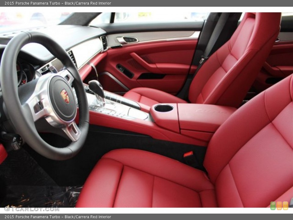 Black/Carrera Red Interior Front Seat for the 2015 Porsche Panamera Turbo #105353578