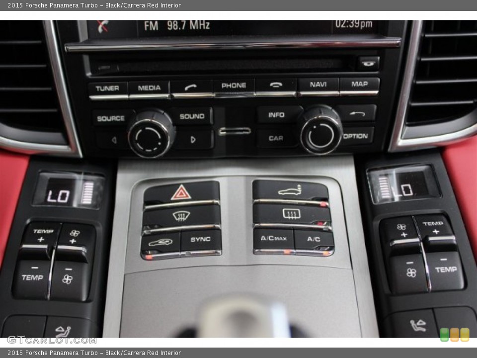 Black/Carrera Red Interior Controls for the 2015 Porsche Panamera Turbo #105353629