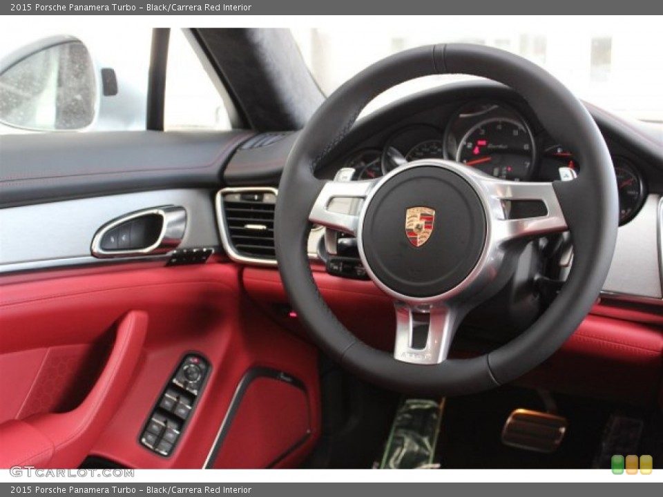 Black/Carrera Red Interior Steering Wheel for the 2015 Porsche Panamera Turbo #105354169