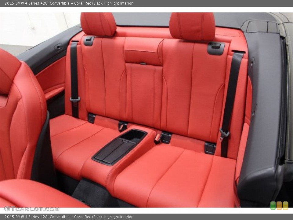 Coral Red/Black Highlight Interior Rear Seat for the 2015 BMW 4 Series 428i Convertible #105420519