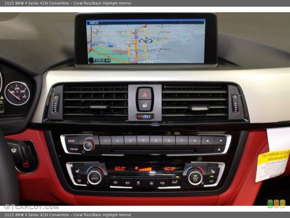 Coral Red/Black Highlight Interior Controls for the 2015 BMW 4 Series 428i Convertible #105420540