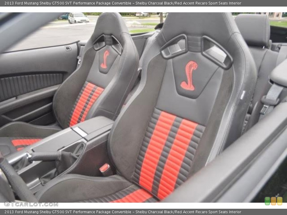 Shelby Charcoal Black/Red Accent Recaro Sport Seats Interior Front Seat for the 2013 Ford Mustang Shelby GT500 SVT Performance Package Convertible #105515930