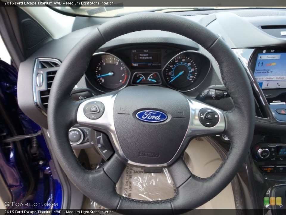 Medium Light Stone Interior Steering Wheel for the 2016 Ford Escape Titanium 4WD #105524003