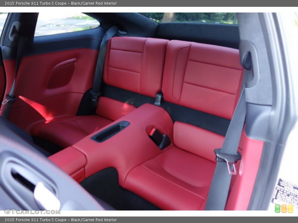 Black/Garnet Red Interior Rear Seat for the 2015 Porsche 911 Turbo S Coupe #105527480
