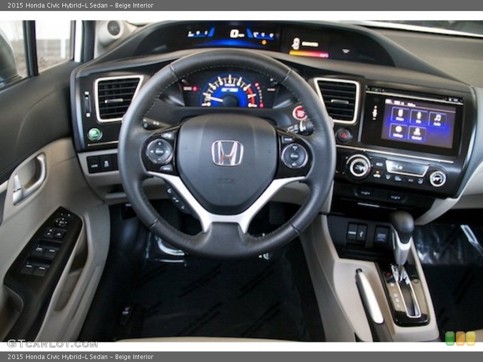 Beige Interior Dashboard for the 2015 Honda Civic Hybrid-L Sedan #105544680