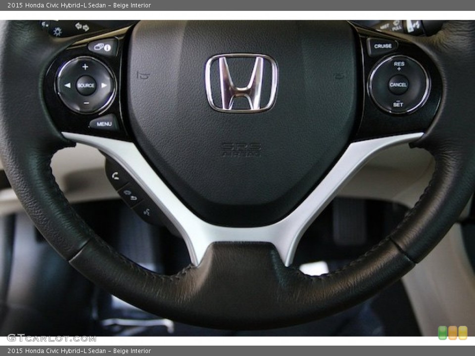 Beige Interior Steering Wheel for the 2015 Honda Civic Hybrid-L Sedan #105544776